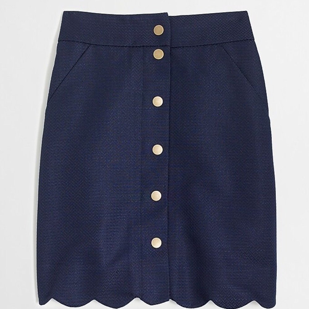 J. Crew Factory Button Front Scallop Skirt